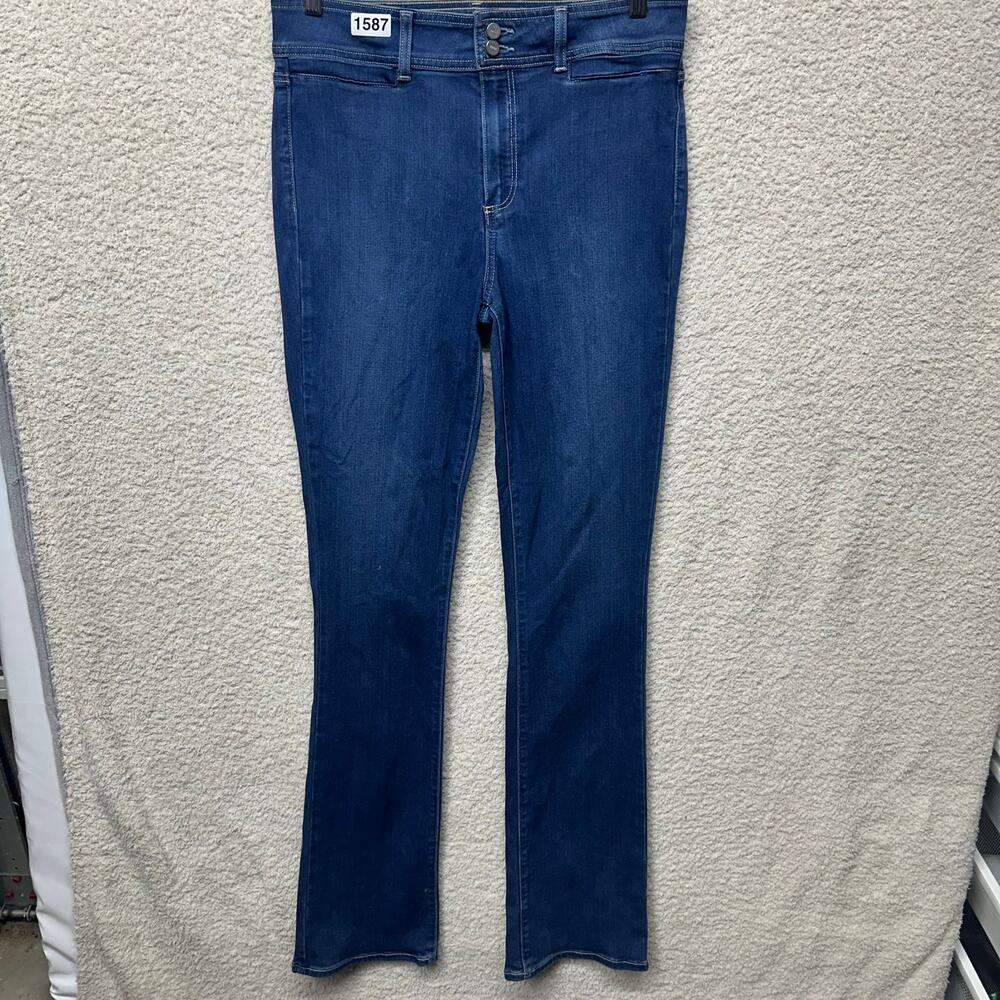 Women’s Size 31 Blue Straight Leg Jeans Double Button Stretch Denim